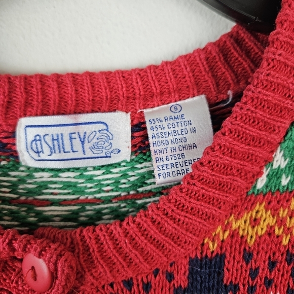 Ashley Vintage Raime Cotton Christmas Cardigan Size Small - Picture 4 of 5